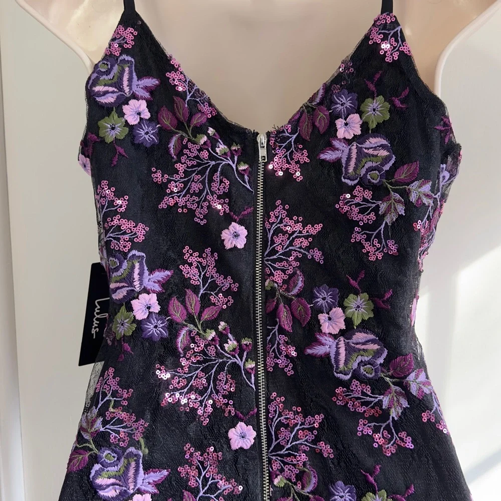 Purple Embroidered Bodycon Midi Dress - Picture 6 of 8